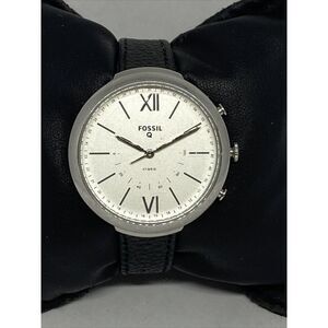 Fossil FTW5015 Women's Black Leather White Analog Dial Hybrid Smartwatch XX801